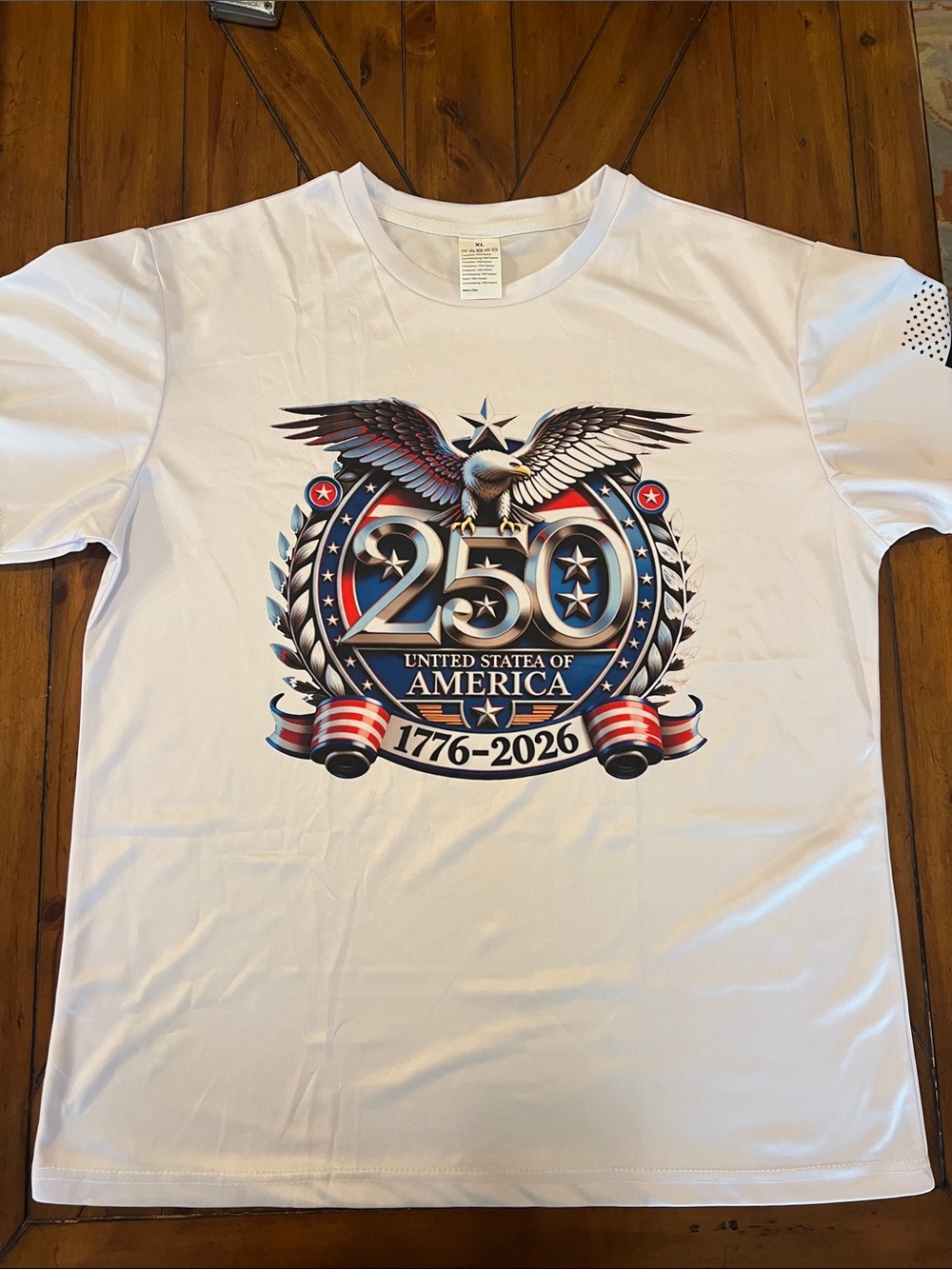 Men's White 250th America Graphic T-Shirt - Patriotic Eagle Design